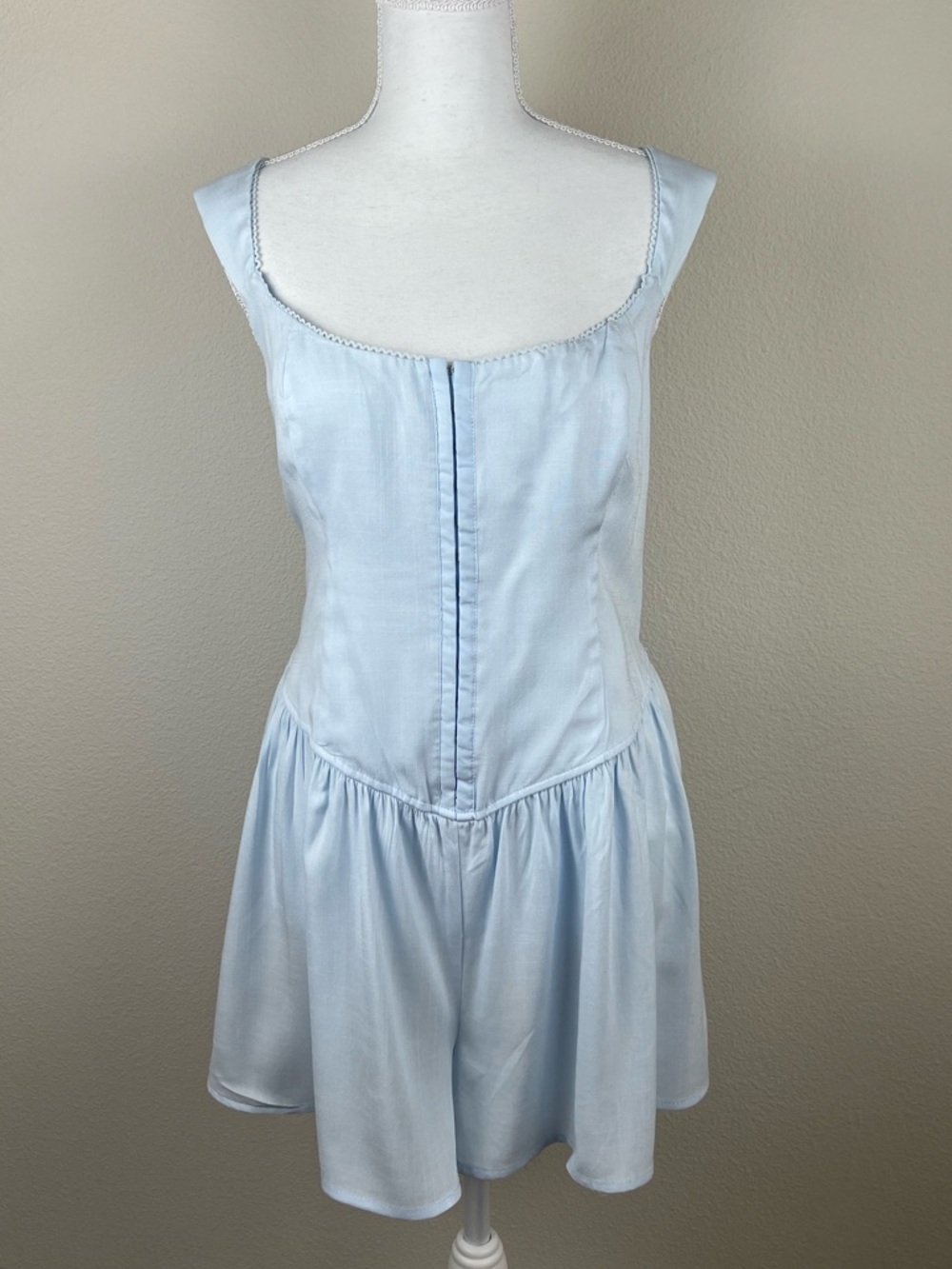 Wild Fable Y2K Coquette Blue Corset Tie Back Jumpsuit Romantic Cottagecore M